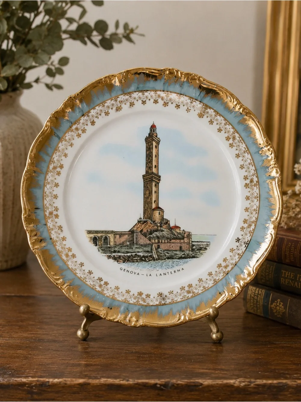 Decorative La Lanterna Collector's Plate - Blue and Gold
